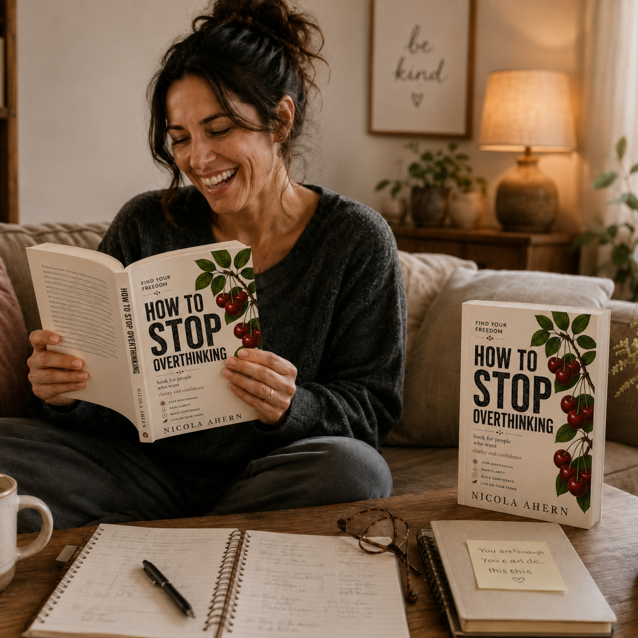 Reader holding How To Stop Overthinking